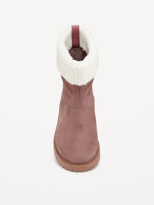 View large product image 2 of 4. Faux-Suede Sherpa-Cuff Boots for Girls