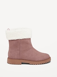 View large product image 3 of 4. Faux-Suede Sherpa-Cuff Boots for Girls