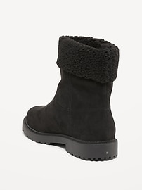 View large product image 4 of 4. Faux-Suede Sherpa-Cuff Boots for Girls