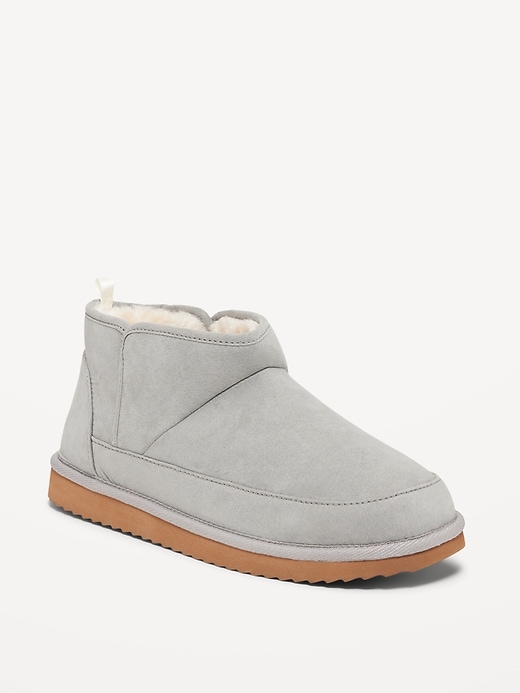 Image number 1 showing, Faux Suede Sherpa-Lined Slippers