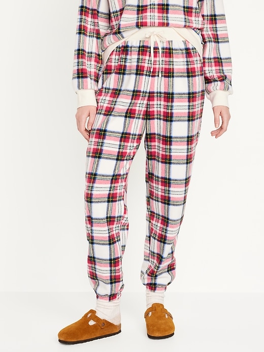 Image number 1 showing, High-Waisted Micro Fleece Pajama Jogger Pants