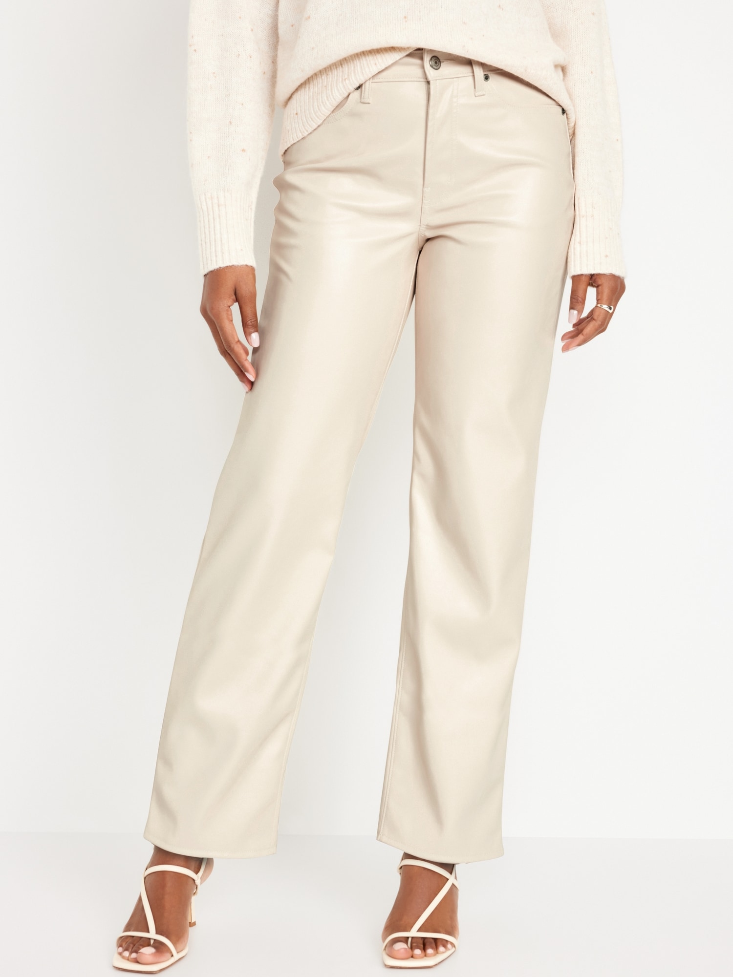 Old Navy High-Waisted Faux-Leather Panel Leggings For Women