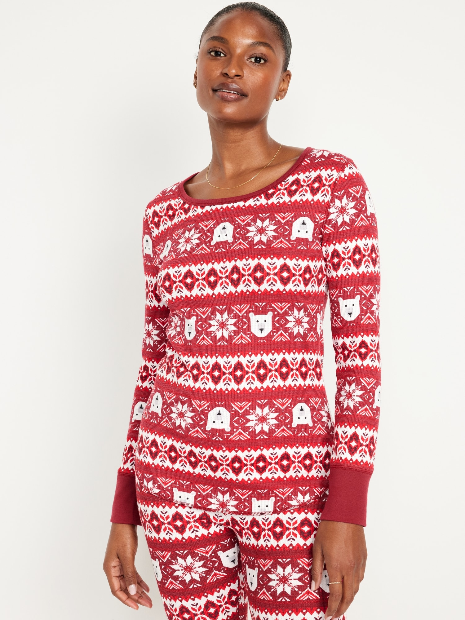 Waffle-Knit Pajama Top for Women