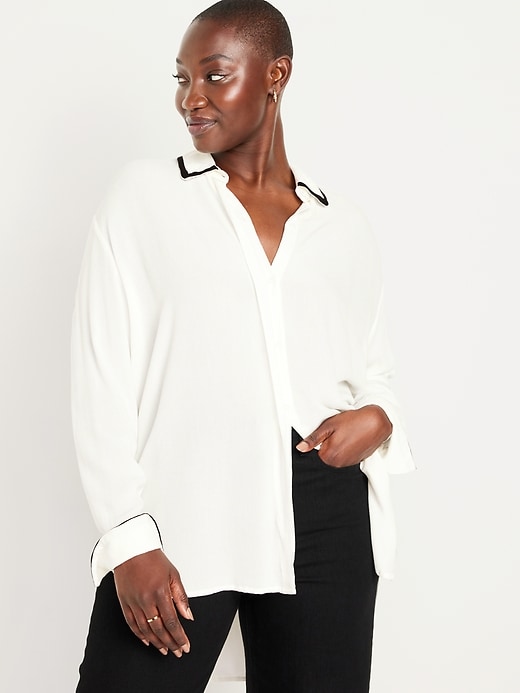 Image number 5 showing, Loose Crepe Button-Down Shirt