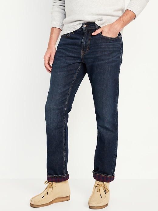 Image number 1 showing, Straight Flannel-Lined Built-In Flex Jeans