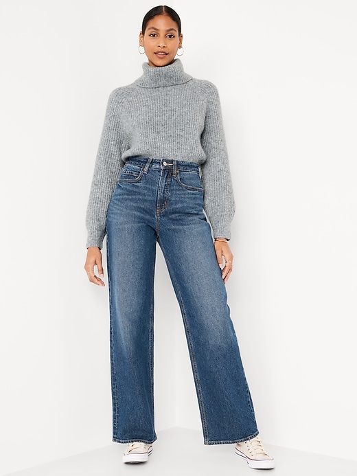 Image number 3 showing, Curvy Extra High-Waisted Wide-Leg Jeans
