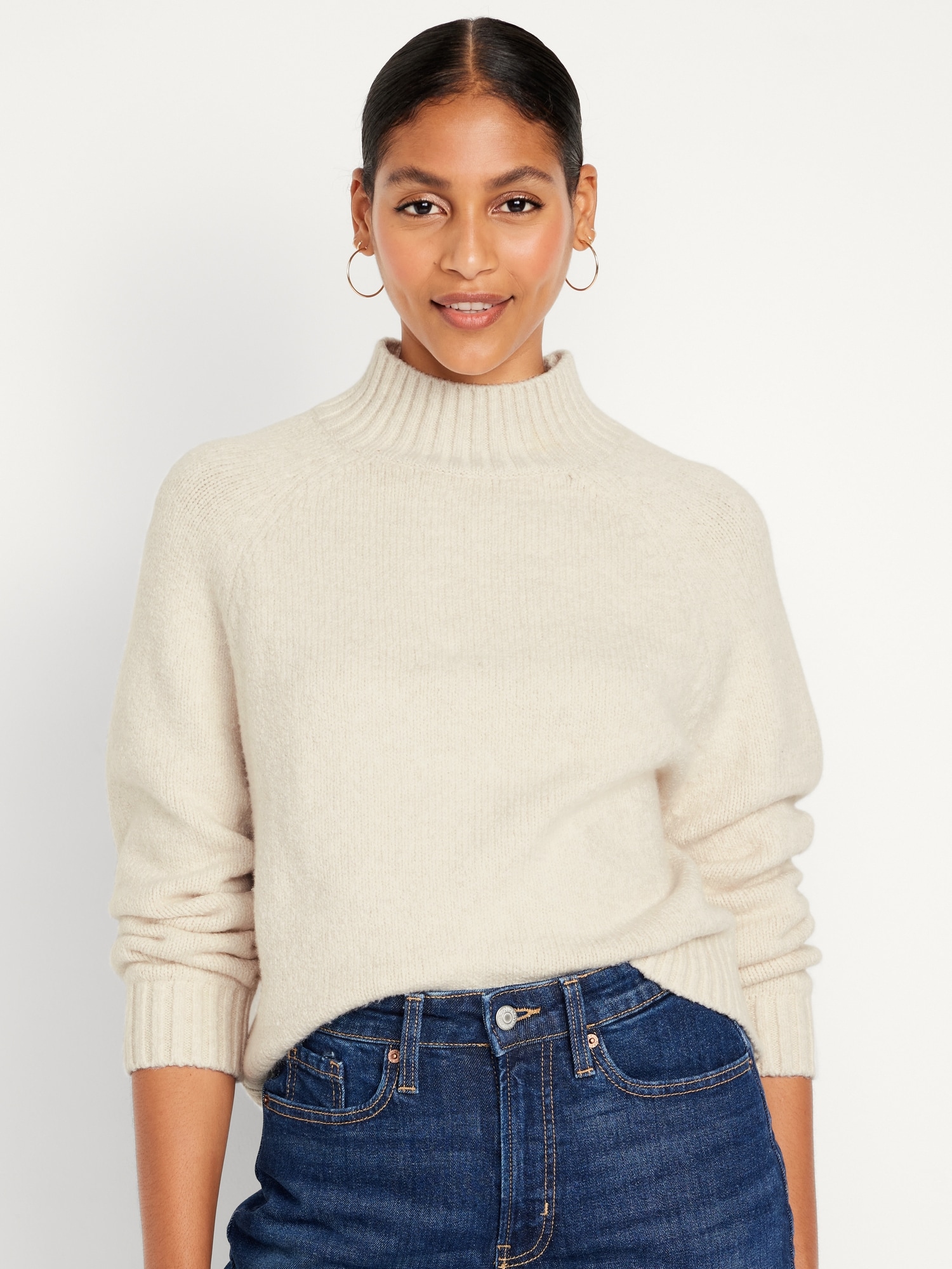 Mock-Neck Cropped Sweater | Old Navy