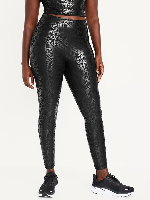 Image number 5 showing, High-Waisted PowerSoft Foil-Print Leggings