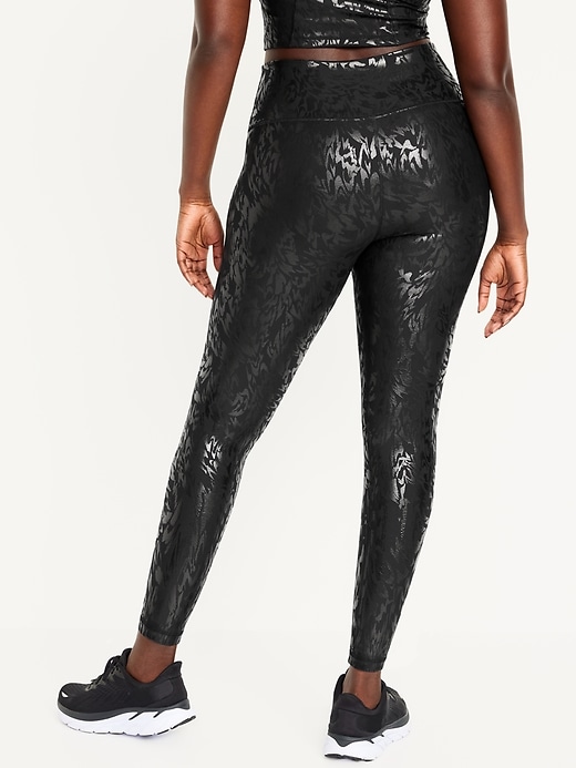 High-Waisted PowerSoft Foil-Print Leggings | Old Navy