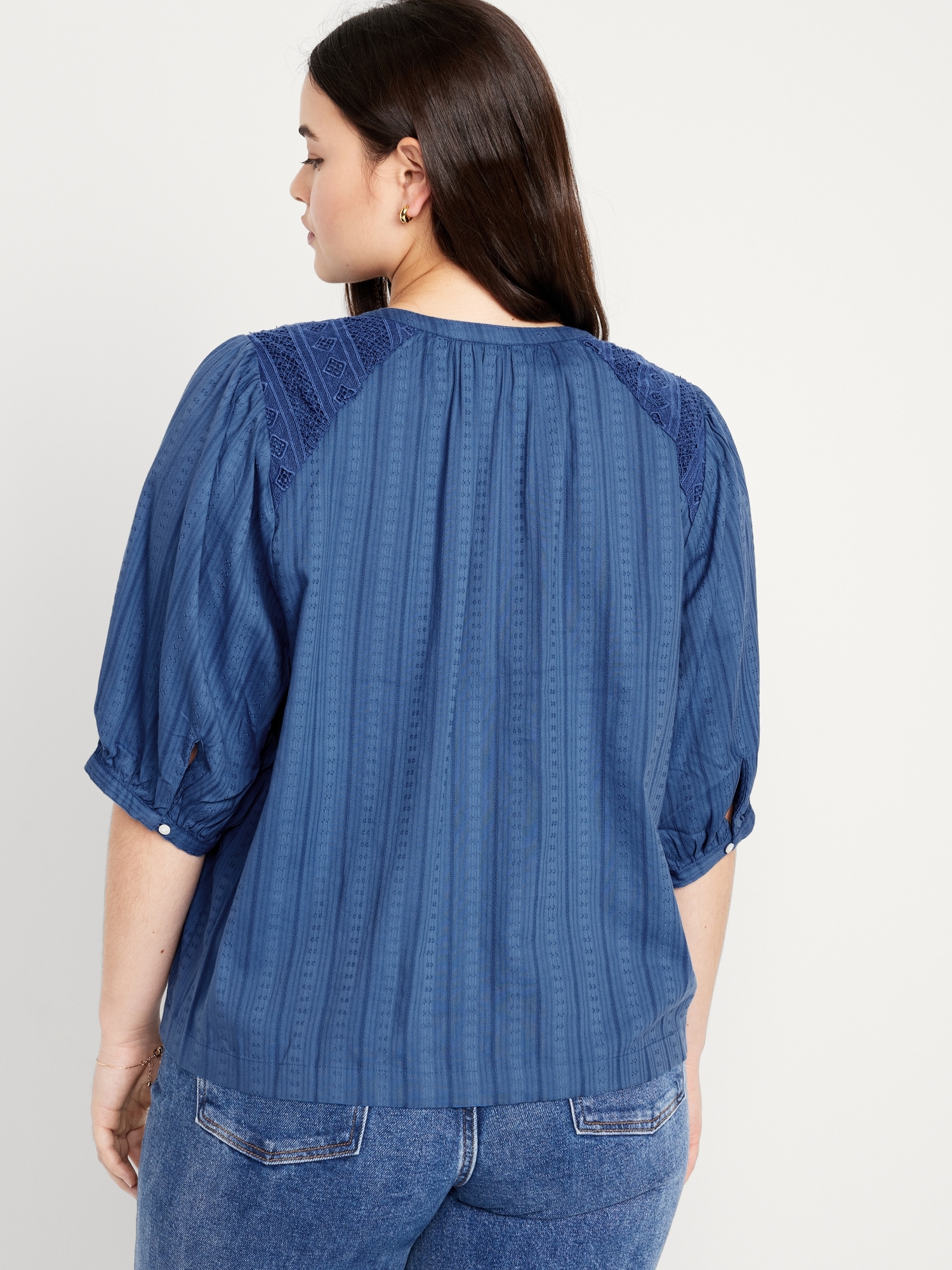 Elbow-Sleeve Lace-Trim Top | Old Navy