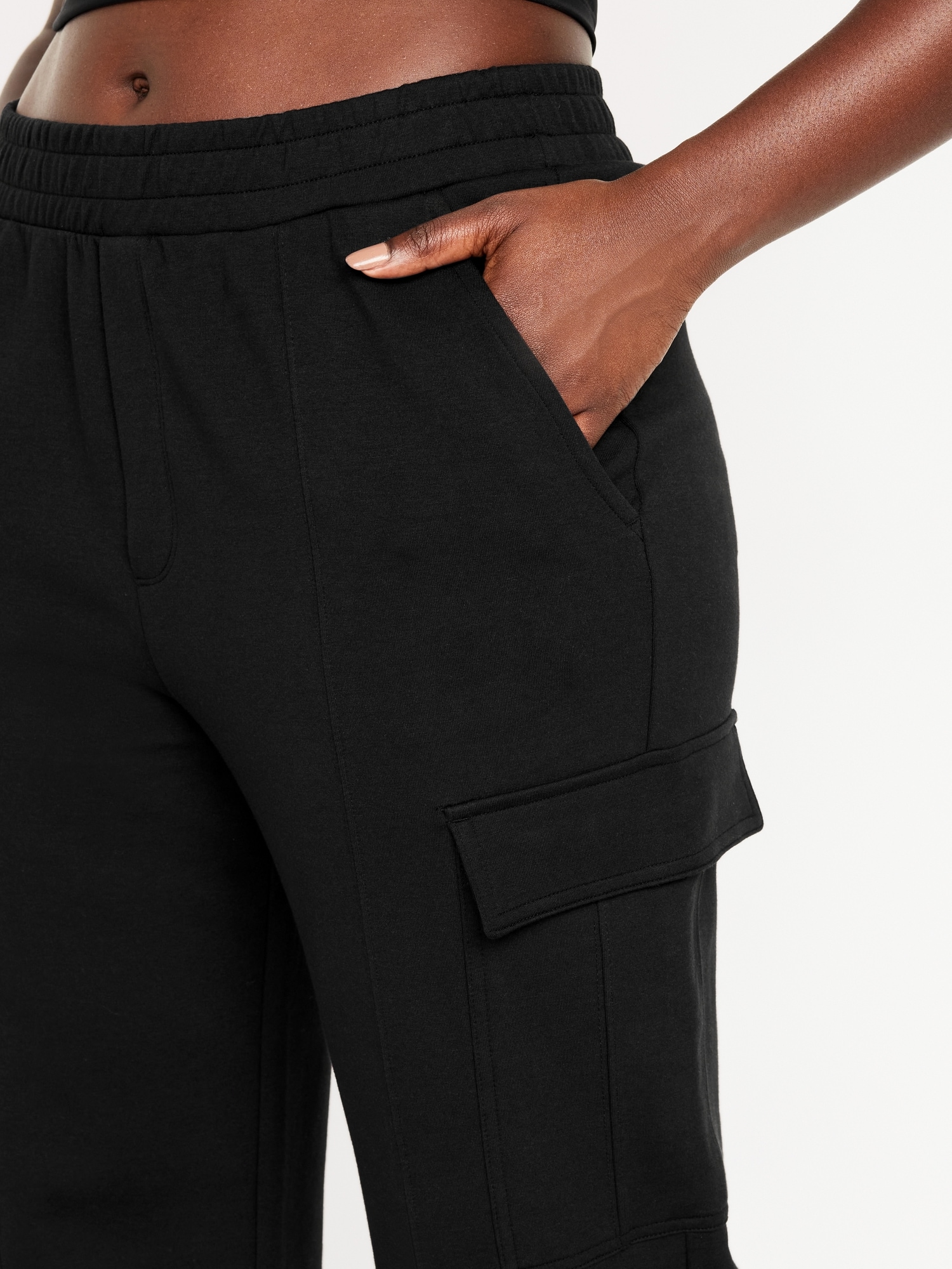 High-Waisted Dynamic Fleece Cargo Trouser Pants for Women