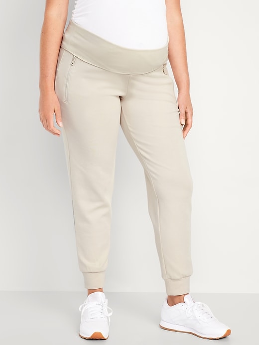 Image number 1 showing, Maternity Dynamic Fleece Rollover-Waist Joggers