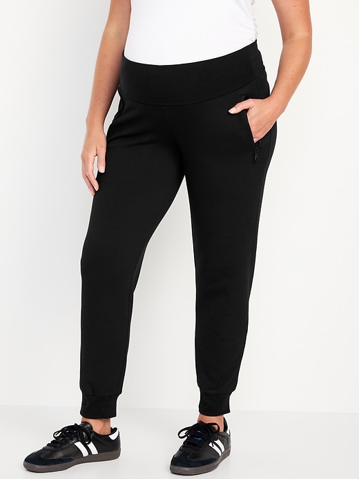 Image number 1 showing, Maternity Dynamic Fleece Rollover-Waist Joggers
