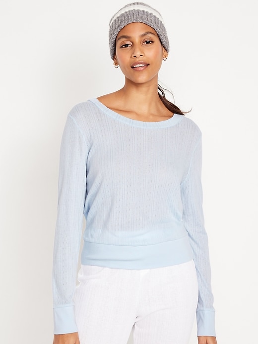 Image number 1 showing, Pointelle Pajama Top