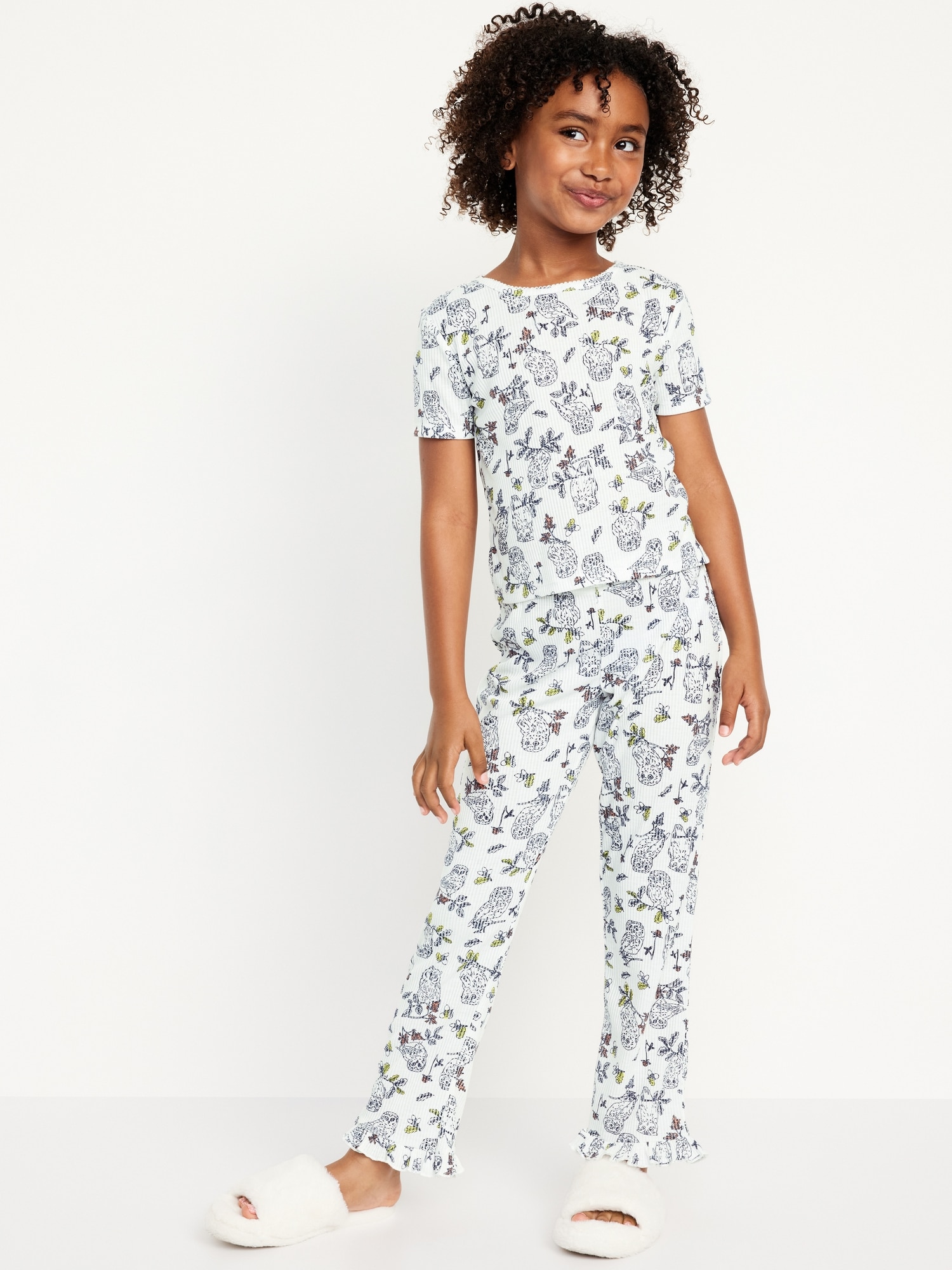 Printed Rib-Knit Pajama Set for Girls | Old Navy