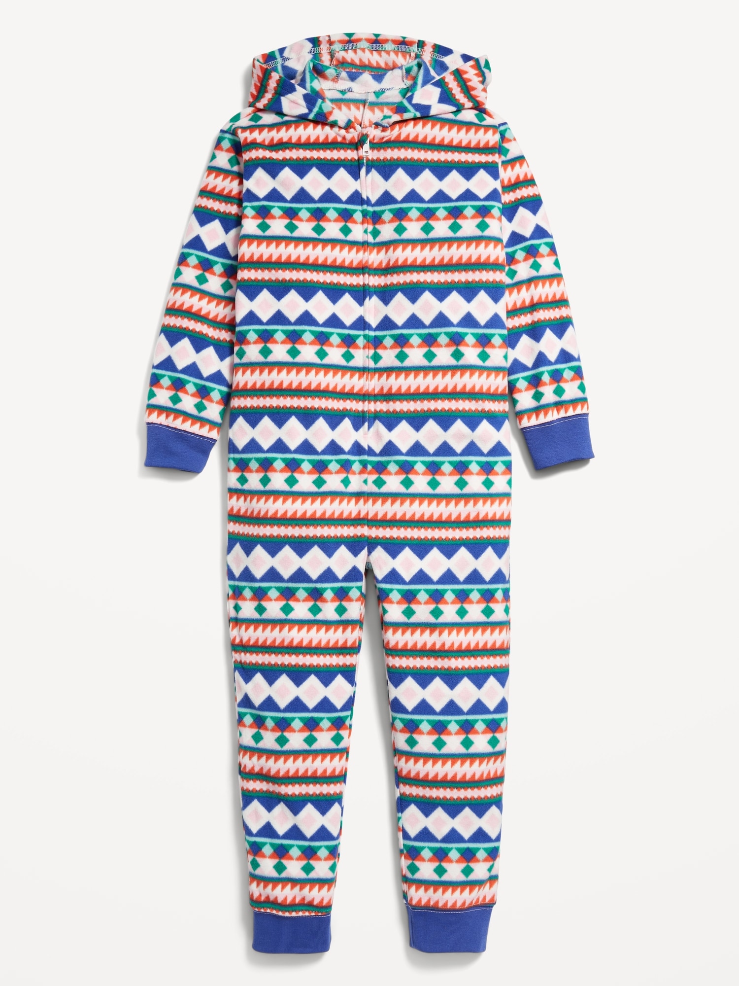 Printed GenderNeutral Microfleece Hooded OnePiece Pajamas for Kids Old Navy