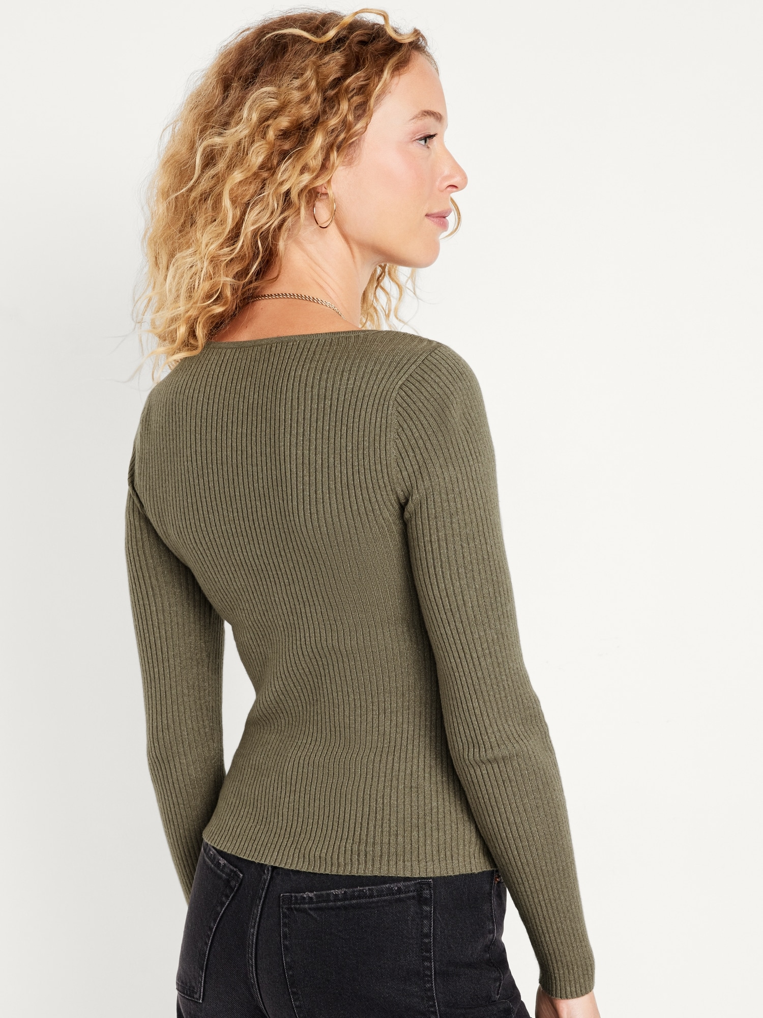 Fitted Rib-Knit Sweater