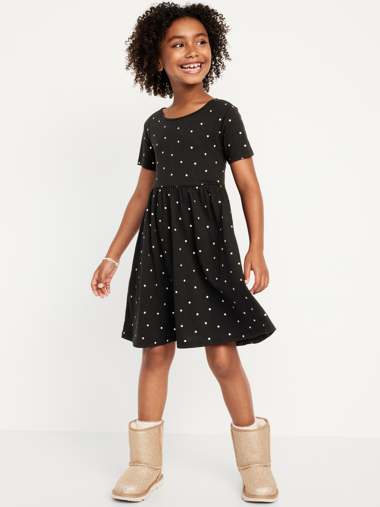 Printed Short-Sleeve Fit & Flare Dress for Girls | Old Navy
