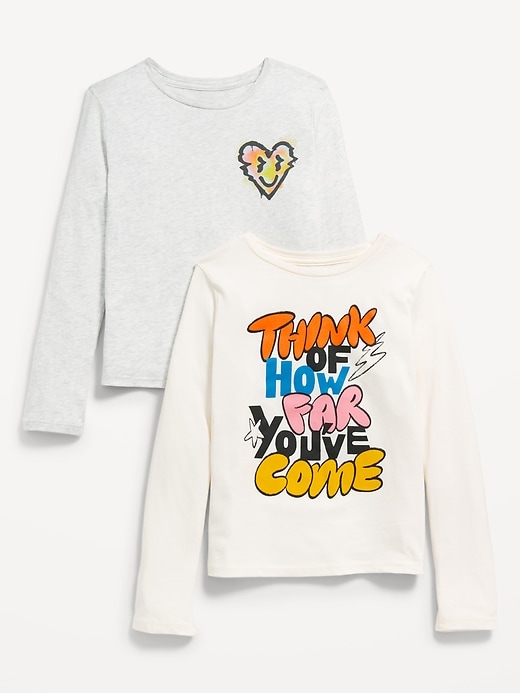 View large product image 1 of 1. Long-Sleeve Graphic T-Shirt 2-Pack for Girls