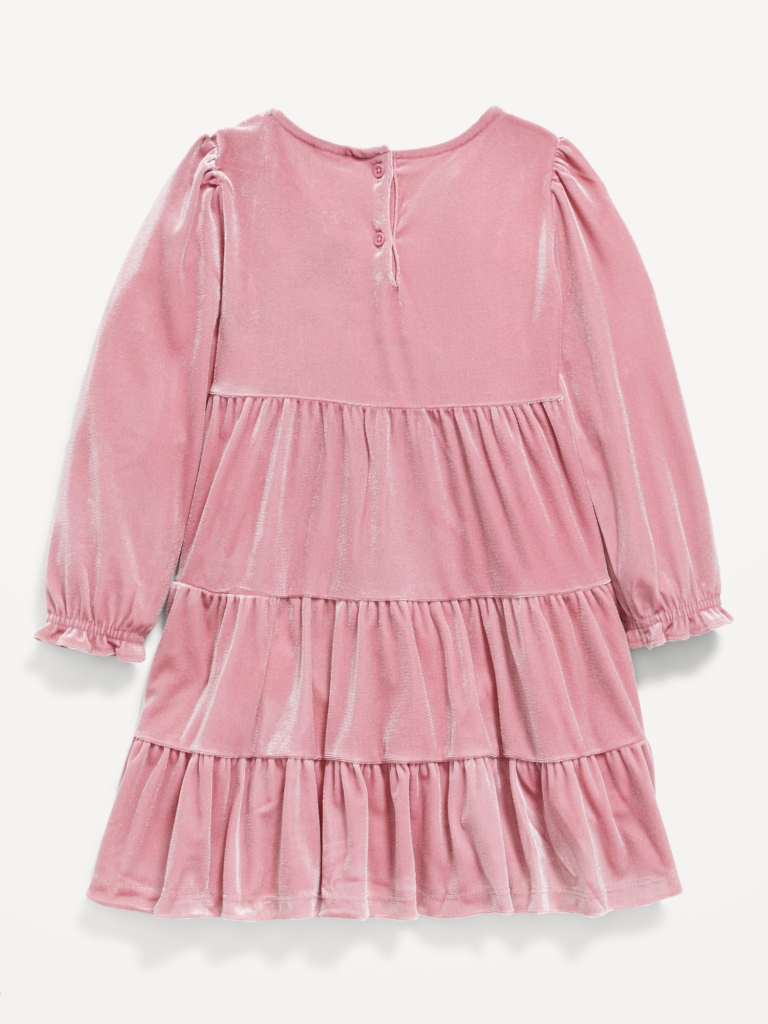 Long-Sleeve Tiered Velvet Dress for Toddler Girls | Old Navy