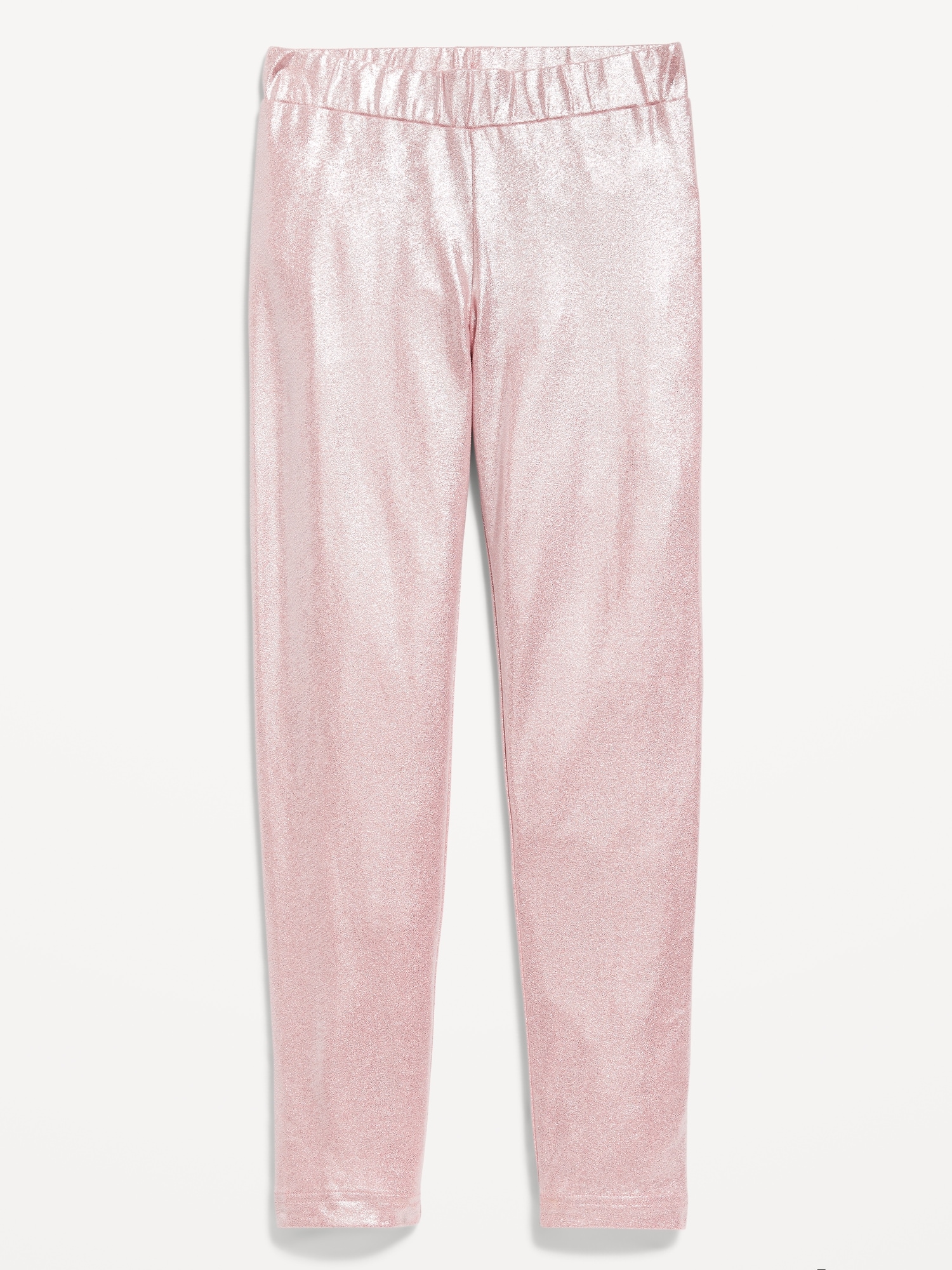 Girls Pink Shiny Metallic Leggings Pink Valentines Leggings Pants