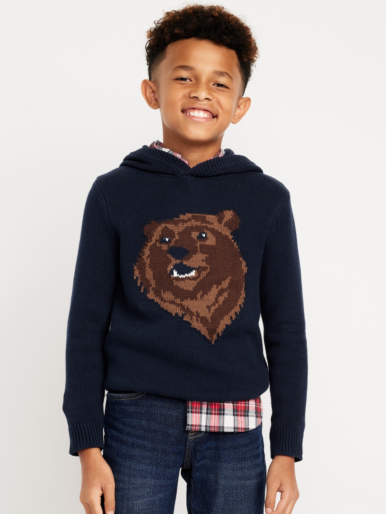 Printed Sweater-Knit Pullover Hoodie for Boys