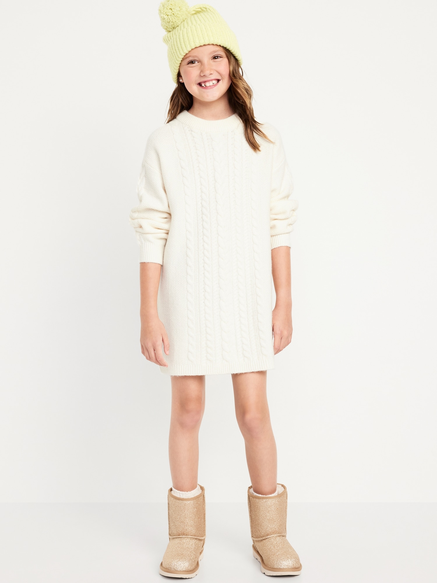 Cozy Cable-Knit Sweater Dress for Girls