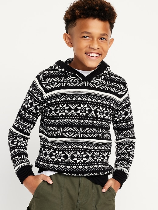 View large product image 1 of 3. Printed Sweater-Knit Pullover Hoodie for Boys