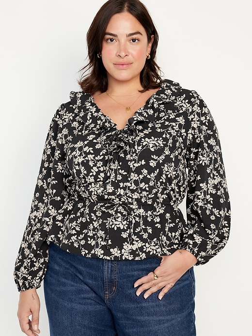 Image number 7 showing, Long-Sleeve Ruffle-Trim Blouse