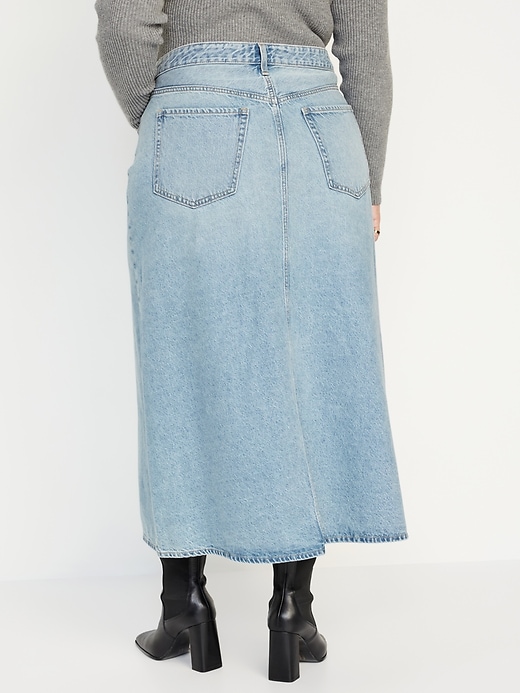Image number 8 showing, High-Waisted Jean Midi Skirt