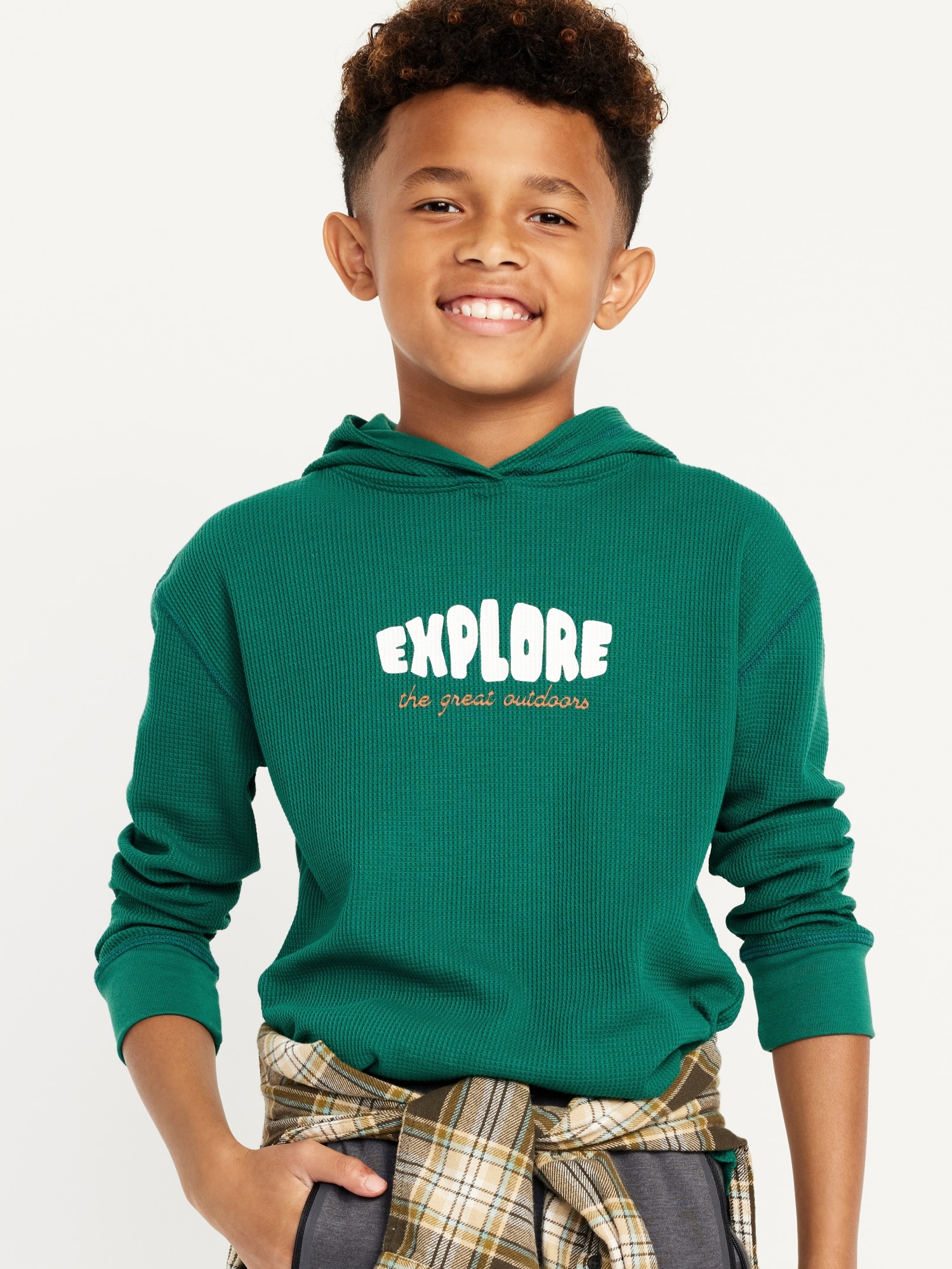 Long-Sleeve Thermal-Knit Graphic Hoodie T-Shirt for Boys | Old Navy