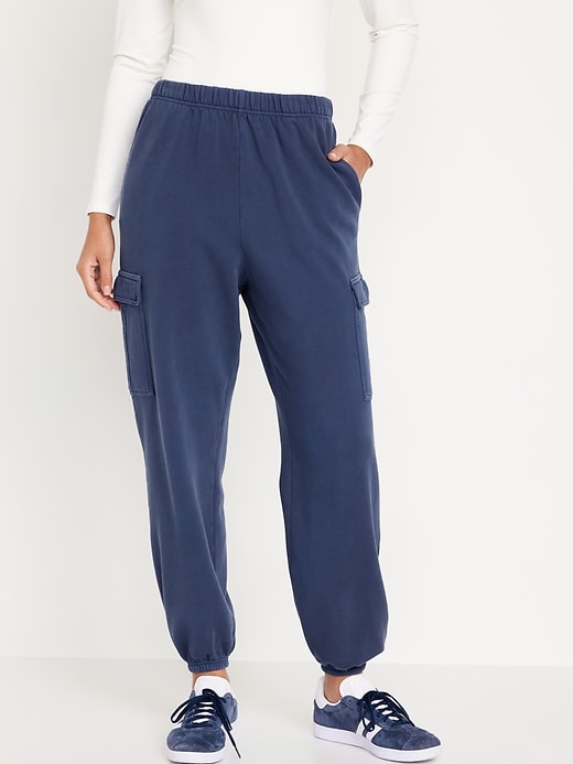Image number 1 showing, High-Waisted Cargo Sweatpants