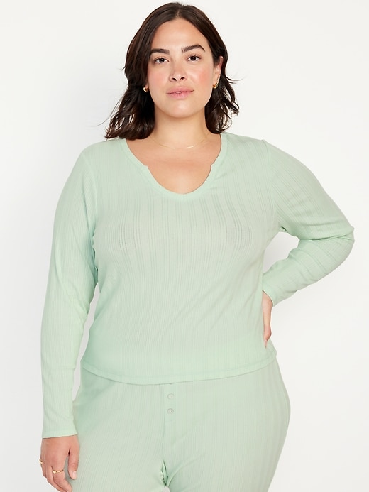 Image number 7 showing, Pointelle Knit Pajama Top