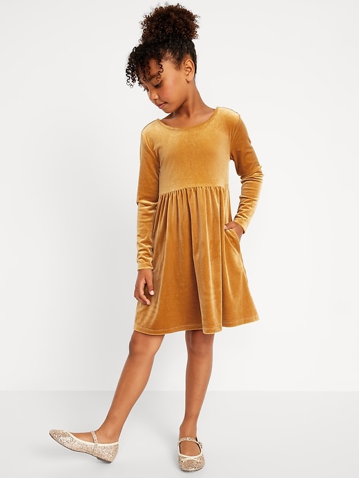 Long Sleeve Velvet Fit Flare Dress for Girls Old Navy