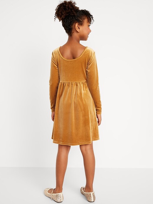 Long-Sleeve Velvet Fit & Flare Dress for Girls | Old Navy