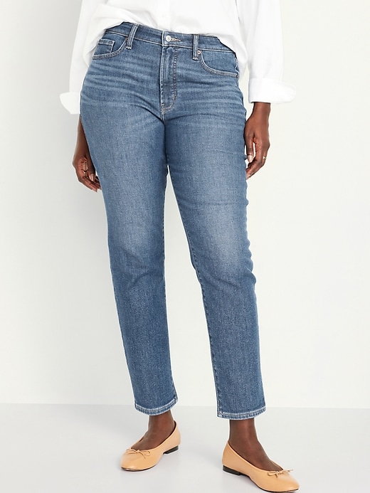 Image number 5 showing, High-Waisted Built-In Warm OG Straight Ankle Jeans