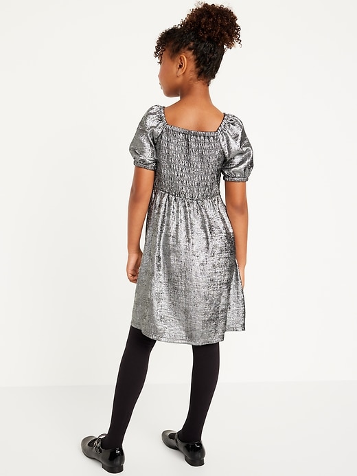 Metallic Puff-Sleeve Smocked Dress for Girls | Old Navy