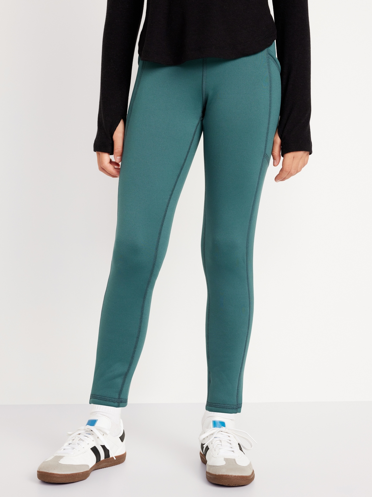 Ultra Stretch Rib Cross Over Leggings with side pocket, Azure Blue