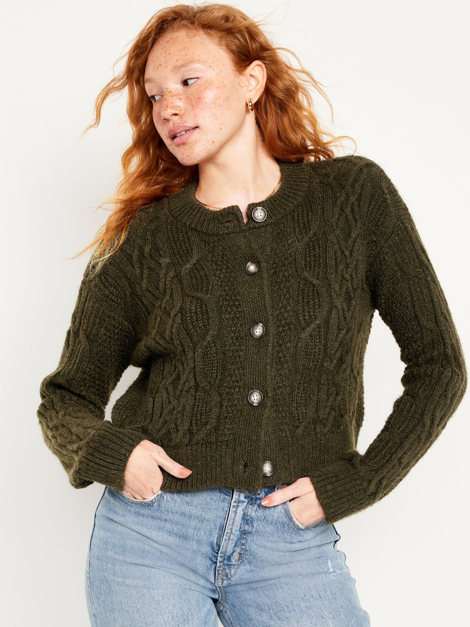 Cable-Knit Cardigan Sweater