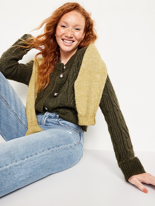 Image number 3 showing, Cable-Knit Cardigan Sweater