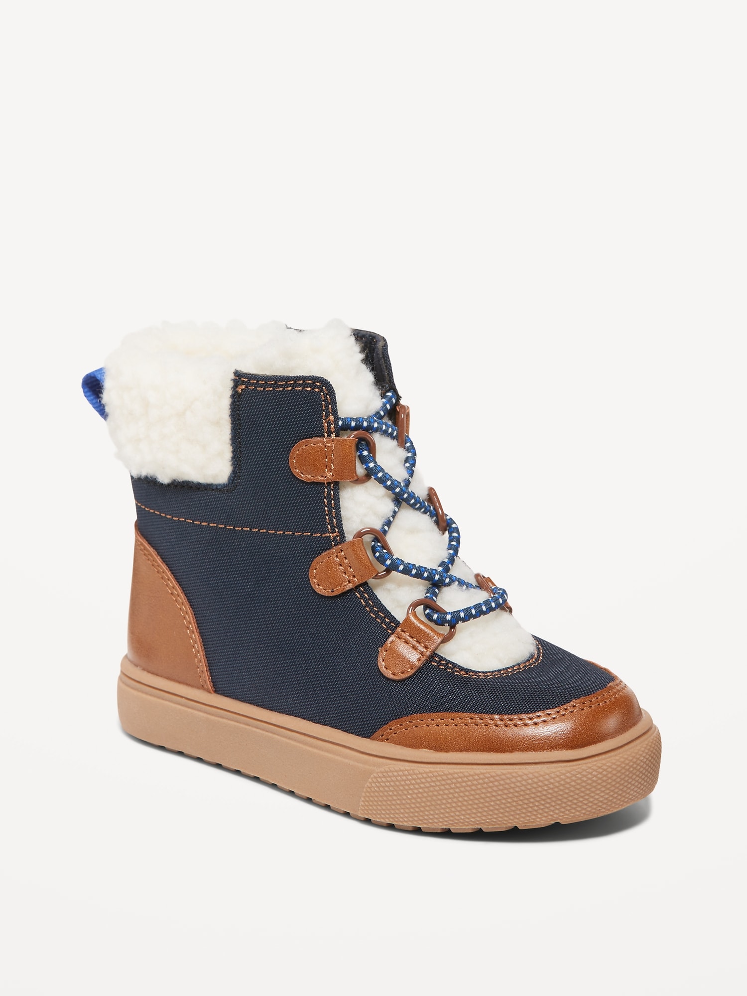 Canvas Sherpa-Trim High-Top Sneaker Boots for Toddler Boys