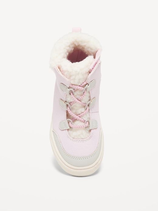 View large product image 2 of 3. Canvas Sherpa-Trim High-Top Sneaker Boots for Toddler Girls