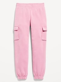View large product image 4 of 5. High-Waisted Fleece Cargo Jogger Pants for Girls