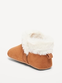 View large product image 3 of 3. Faux-Suede Fold-Over Faux-Fur Booties for Baby