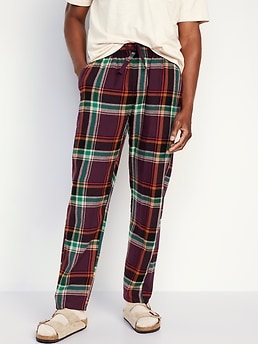 Plaid Pajama Pants for Tall Men in Olive & Navy Grid