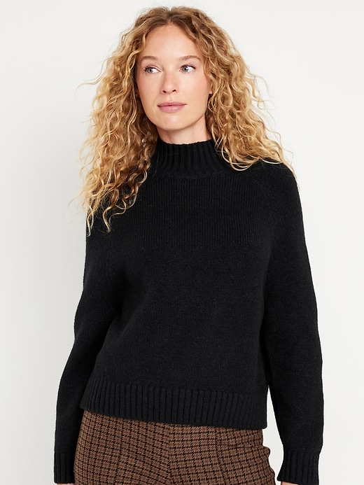 Image number 1 showing, Mock-Neck Cropped Sweater