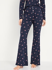 High-Waisted Pointelle-Knit Flare Pajama Pants for Women - Yahoo Shopping