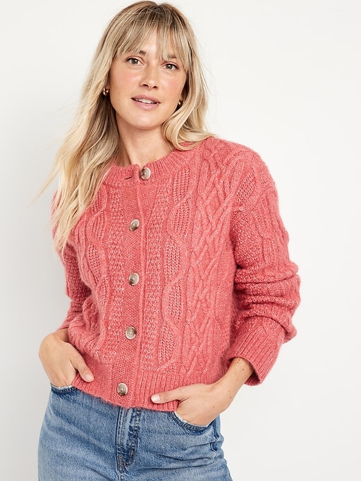 Image number 1 showing, Cable-Knit Cardigan Sweater