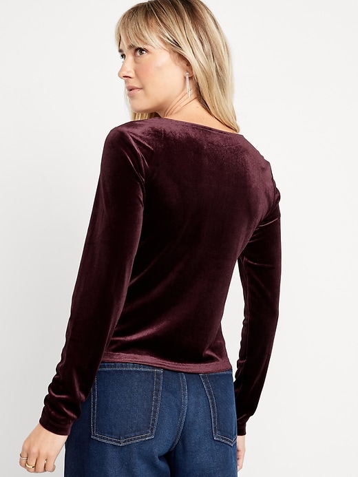 Image number 2 showing, Fitted Square-Neck Velvet Top