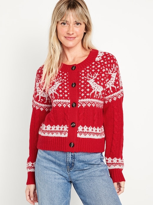 Image number 1 showing, Fair Isle Cardigan Sweater